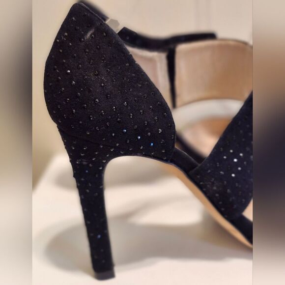 L.K. Bennett "Alondra" Black Suede Crystal Studded Heels Sz.7.5/38.5 Ret.$495 - Picture 8 of 11